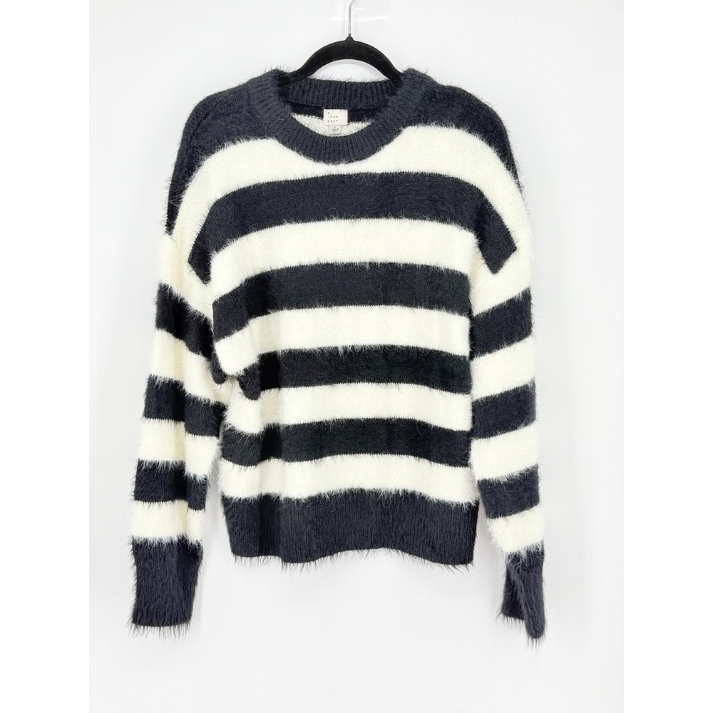 Parisian Fisherman Dark Academia Chunky Striped Sweater Cropped Oversized Size L